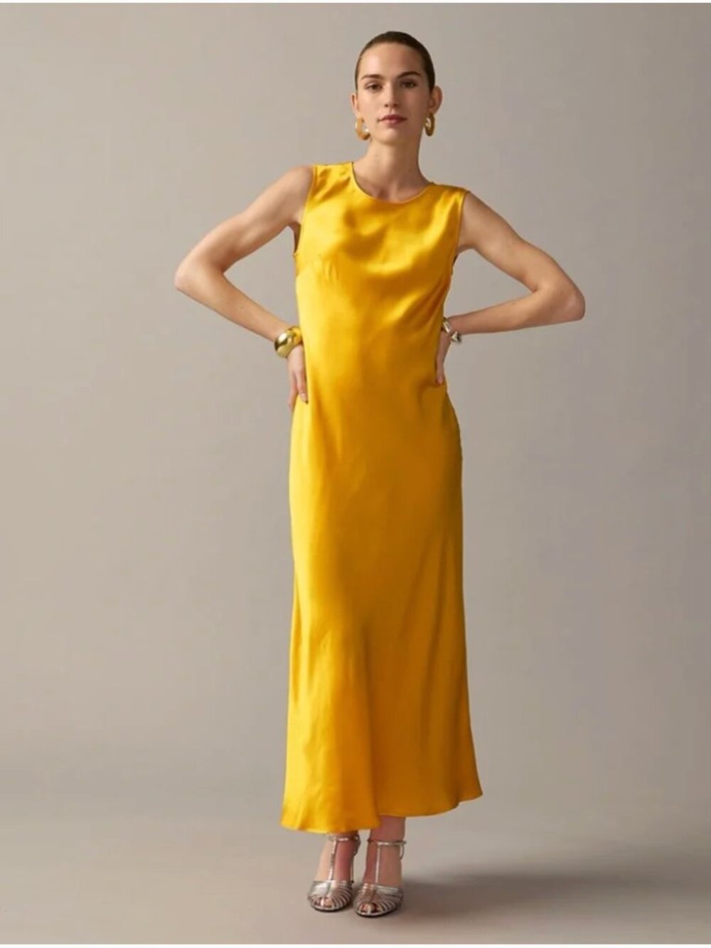 J.Crew Collection Carolyn Golden Yellow Maxi Slip Dress Sample Piece size 16